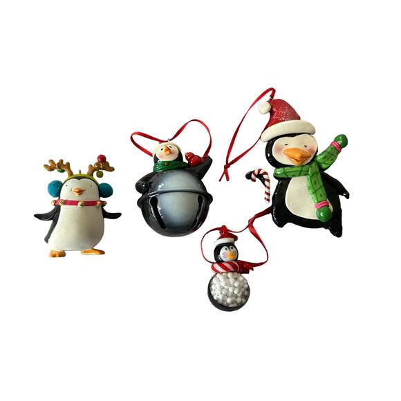 Penguin Lovers 4 Piece Christmas Ornament Bundle - Picture 1 of 6